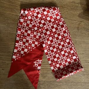 Silk.Hat Scarf, Red White Print